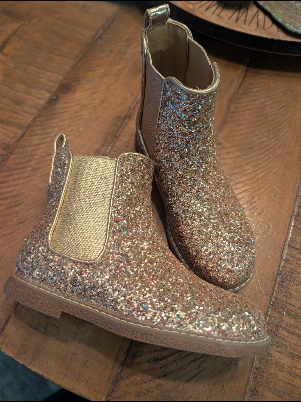 Crewcuts Girls Gold Glitter Chelsea Boots NWOT